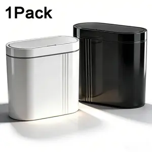 16L (4.23 Gallon) Ultra-Thin Smart Trash Can, Black Motion Sensor Automatic Lid Opening, No Touch Hands-Free Waste Bin for Home Office Bedroom Bathroom