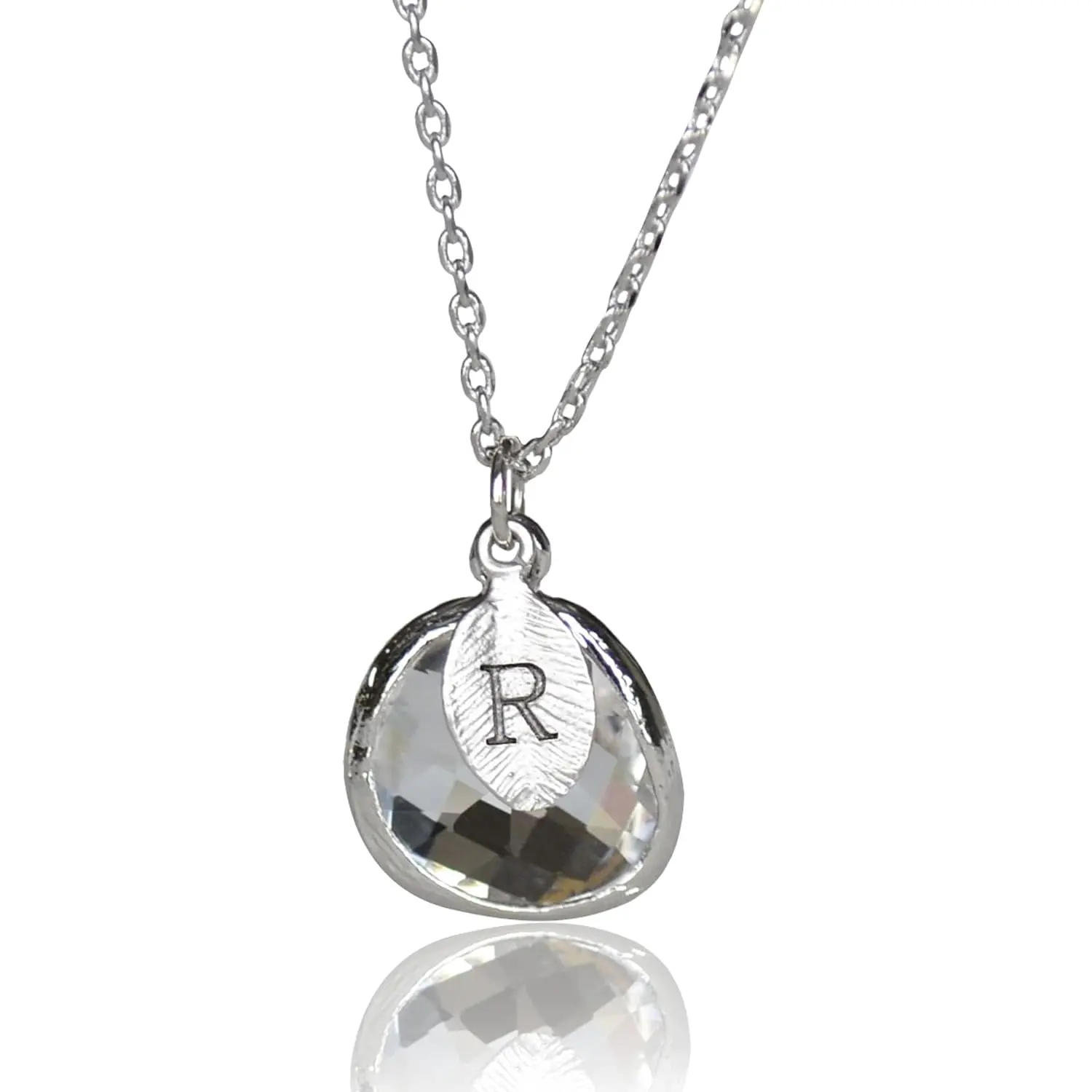 Personalized Diamond Necklace, April Birthstone Necklace, April Birthday Gift, Bridesmaid Necklace, Custom Initial Necklace, Gift for Her