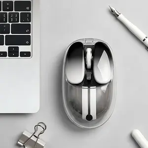 MOFii 1pc M60 Tri-mode Mouse, Black Transparent Gradient, Rechargeable & Long Battery Life, Sleek Silent Mouse for Office and Gaming, Compatible with Laptops, Desktops, Tablets and Phones