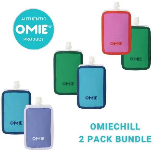 OmieLife 2-Count Nylon Food Pouch Cooler Sleeve - Thermal Insulated, Soft Sided, Fits Standard 4 oz Food Pouches, Portable Beverage Cooler, TTS, Insulated Cooler Sleeve,summerwins