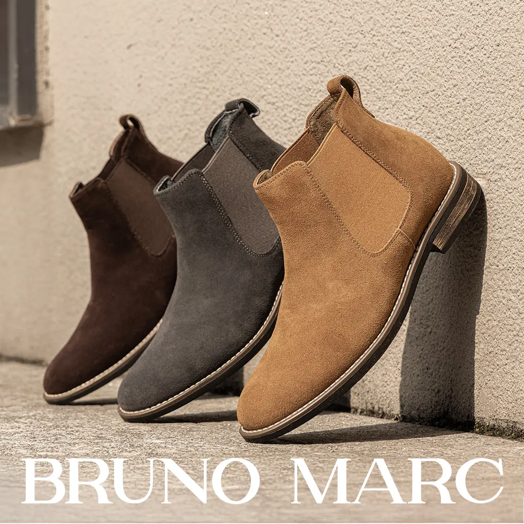 BRUNO MARC Men's Timeless Suede Chelsea Boots, Comfortable Classic Ankle Walking Footwear, Stylish Casual Dress Shoes for Fall-Winter, Black