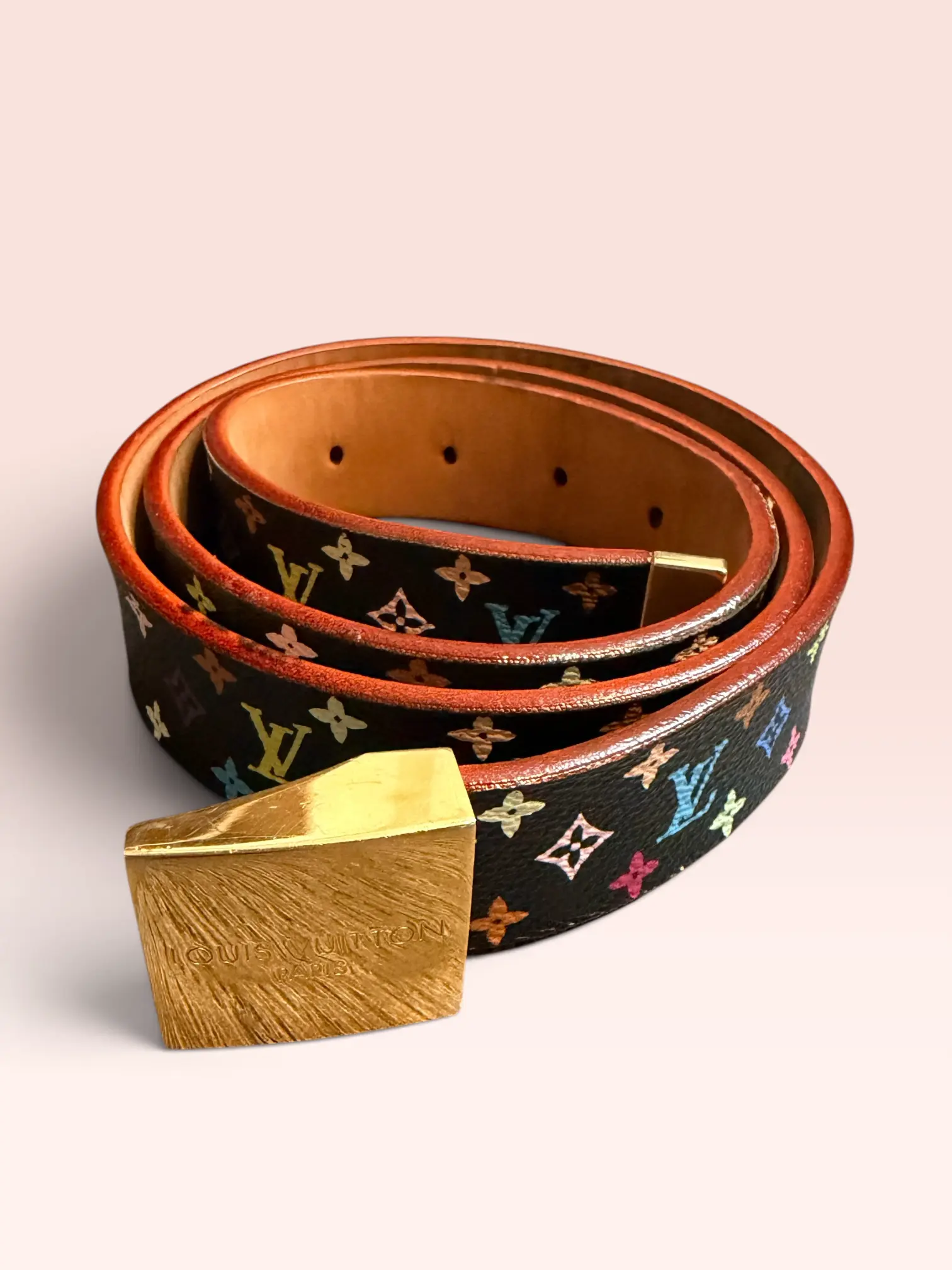Pre-owned Louis Vuitton Monogram Multicolor Belt Size 90 36 2003