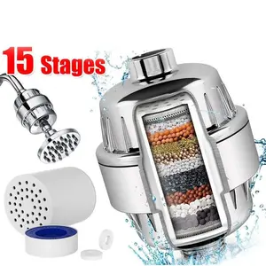 15-Stage Shower Filter, Water Softener with Vitamin C for Hard Water, High Output Filter Removes Chlorine & Fluoride, Shower Heads Filter