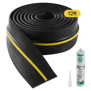 summervibes 12 FT Universal Fit Garage Door Threshold Seal Strip, Thick Upgraded PVC DIY Replacement with Strong Adhesive, Black Weatherproof Bottom Strip for Weather Sealing, Easy Installation, Vehicle Protection