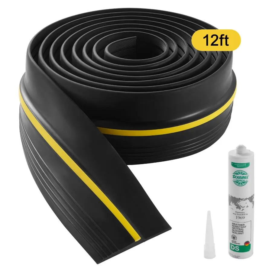 【Summerfinds】 12 FT Universal Fit Garage Door Threshold Seal Strip, Thick Upgraded PVC DIY Replacement with Strong Adhesive, Black Weatherproof Bottom Strip for Weather Sealing & Vehicle Protection, Easy Installationdealsforyoudays
