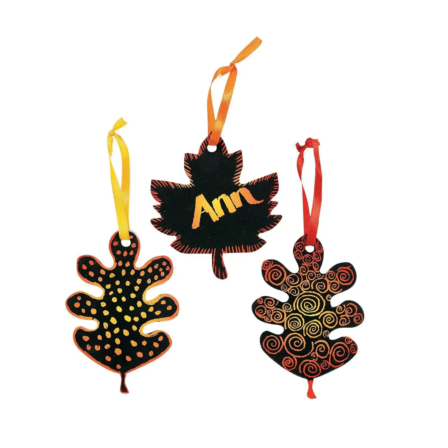 4" Magic Color Scratch Paper Colorful Leaf Ornaments - 24-Pc Halloween Decor, Home Ornaments, Festive Gift for Home Supplies