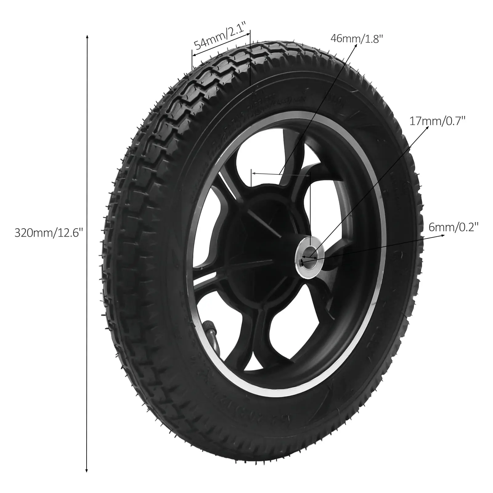 12 1/2 x 2 1/4 Electric Rear Wheelchair Wheel Assembly, 62-203 12x2.25/2.50 Solid Tire with Wheel Hub 4