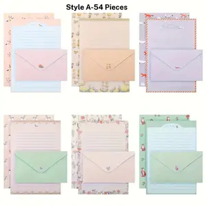54 PCS Stationery Set with Envelopes,36 Writing Paper+18 Envelopes,Cute Lined Stationery Paper for Writing Letters Invitations Poem Office School Supplies, Unique Envelopes