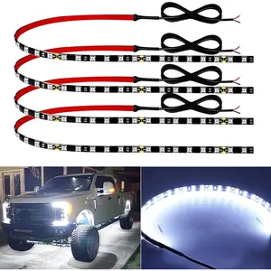 12V Led Light Strip 18" Connectable White LEDs Strip Lights for Car Motorcycle Golf Cart Automotive Trucks Boat Waterproof Led Light Strip, 4Pack