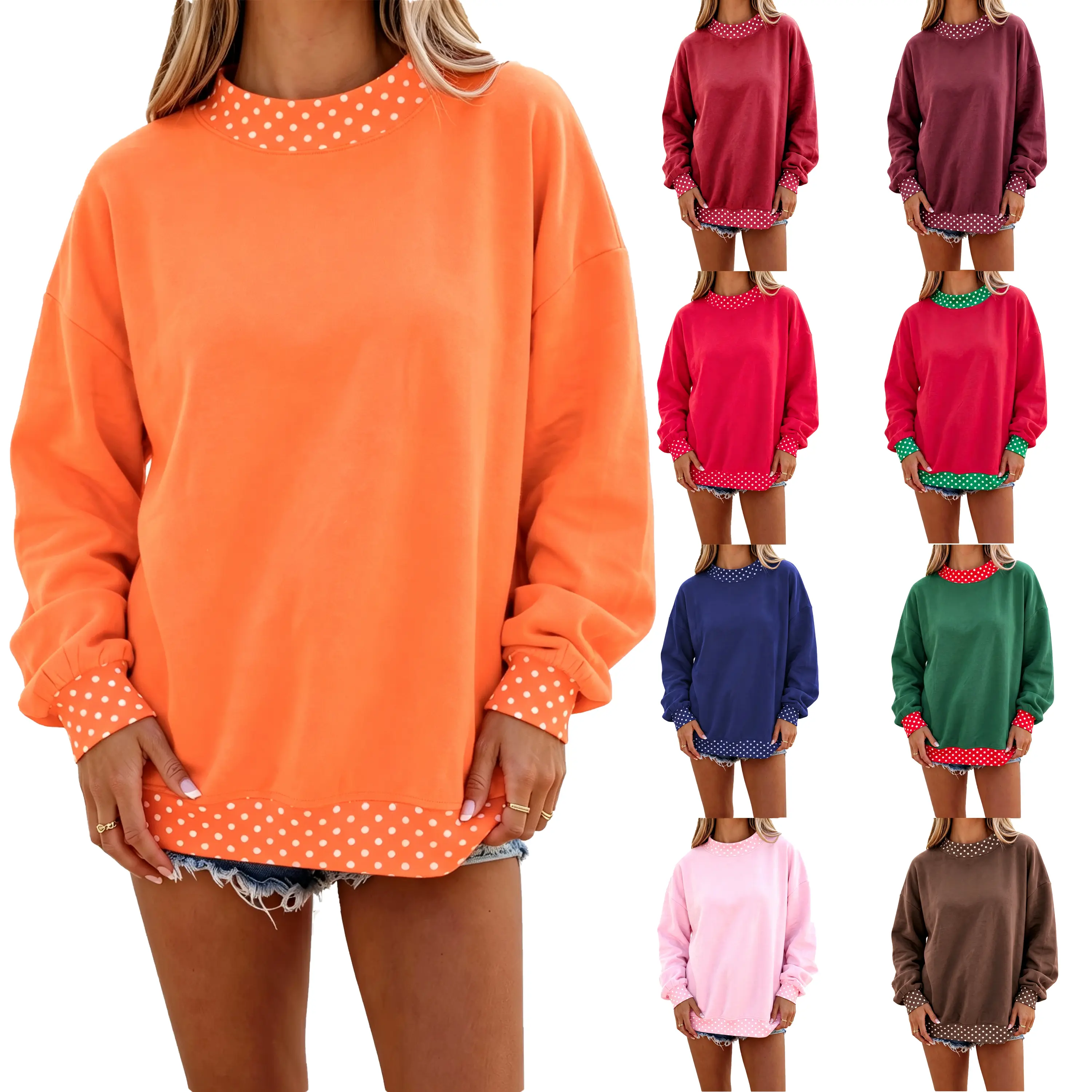 Mntaor Women's Game Day Oversized Cozy Chic Red Plaid Colorblock Christmas Outfit Pullover Sweatshirt - Crewneck with Contrast Gingham Trim, Ideal for Holiday Parties, Coffee Dates | Womenswear