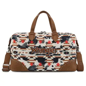 Wrangler Western Aztec Pattern Duffle Bag for Women Men Large Capacity Travel Bag