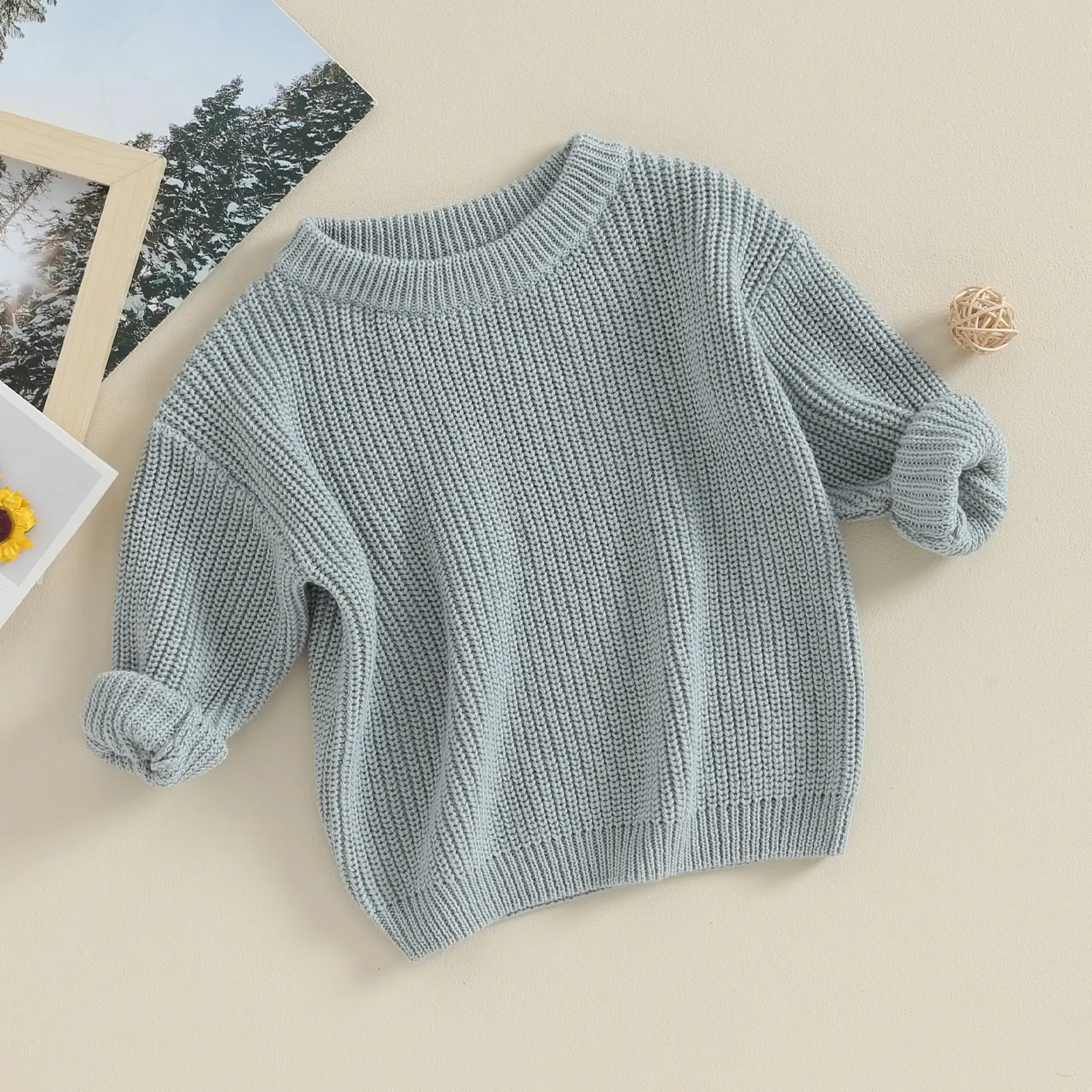 Toddler Baby Girl Boy Knit Sweater Blouse Pullover Sweatshirt Warm Long Sleeve Tops 0-5Y
