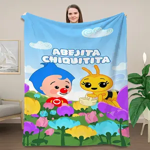 Plim Plim Printing Blanket Cozy Cartoon Pattern Blanket,Warm nap Blanket Enjoy a Fun Circus Trip with Plim Plim, Flannel Material Super Soft Baby Blanket Kids Gift