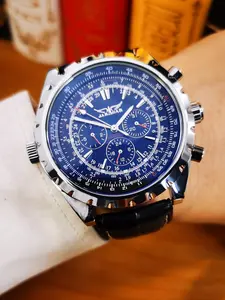 1pc Men's Fashion Sport Multifunctional Automatic Analog Mechanical Watch Stainless Steel Luminous Hands Dial Date Week Display Top Brand Luxury Leather Strap Business Casual Mens Watches Gifts With Box