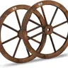 VINGLI 24-in Diameter Durable Vintage Old Western Style Decorative Wooden Wagon Wheels (Set of 2), Carbonized Solid Fir Wood Hangable Wall Decor, Unique Garden & Bedroom Decor, Easy Wipe Clean for Patios
