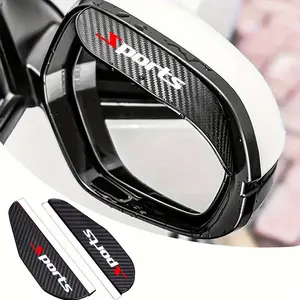 2pcs Car Rearview Mirror Covers, Thick Carbon Fiber Texture Rain Guards, Sunshade Rain Cover, Trendy Sports Design, Fits All Vehicles, Protection