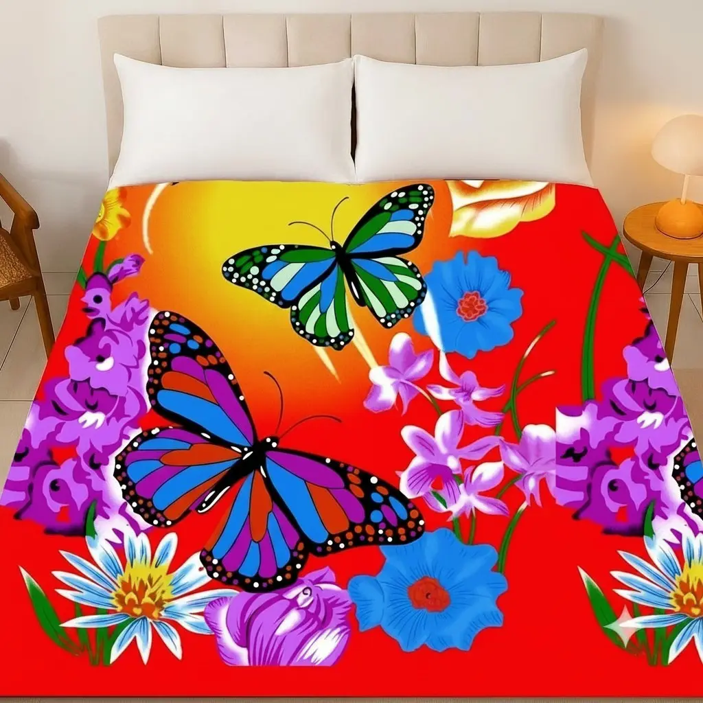 Butterfly Dreams Blanket – Plush Queen Size Throw, Cozy & Colorful