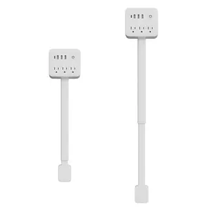 【Rotates Outlets】Security Upgrade New Rotates 180° Electrical Extender Stick for Behind Couch Outlet Extender Adjustable Length White Power Outlets Extender Power Socket Expander for Night Stand Electrical Wall Plug Rotates One outlet Endless power