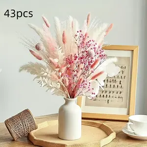 43pcs Artificial Pampas Grass Bouquet, Faux Flowers Decorative Flower Arrangement for Home Decor, Weddings, Farmhouses, Parties, Thanksgiving, Indoor and Outdoor Decor Centerpieces, Artificial Flowers For Outside, Artificial Flower Decorations