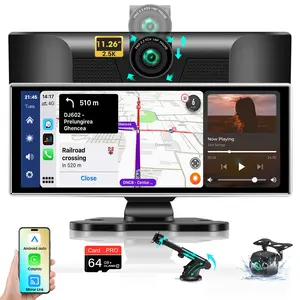 2025 Exclusive 11.26'' Portable Wireless Apple CarPlay Screen for Car & Android Auto Car Stereo, 2.5K Dash Cam 1080P Backup Camera car Audio Receivers/GPS Navigation/Voice Control for All Vehicles, Car Video Player
