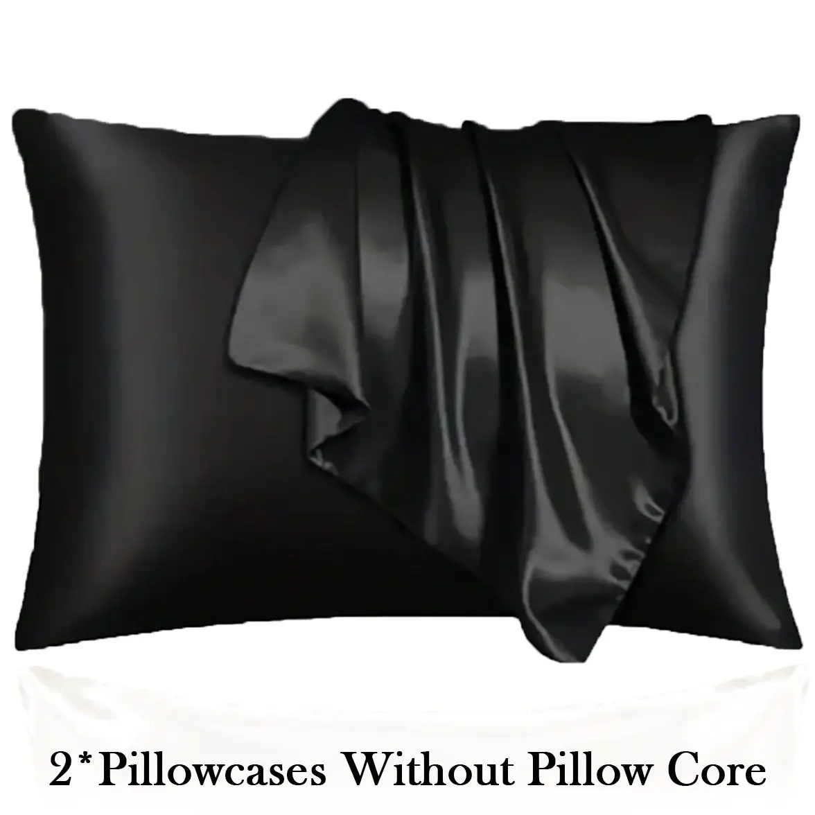 2Pcs Solid Satin Pillowcases Envelope Closure, Hair & Skin Friendly, Pillow Covers Only, Bedroom Aesthetics, Hair And Skin Friendly