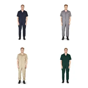 Natural Workwear Mens Polyester Cotton Blend Work Coverall Boiler Suit Vintage Retro Mechanic Jumpsuit 38084 - Sizes Regular and Tall XS to 4 XL