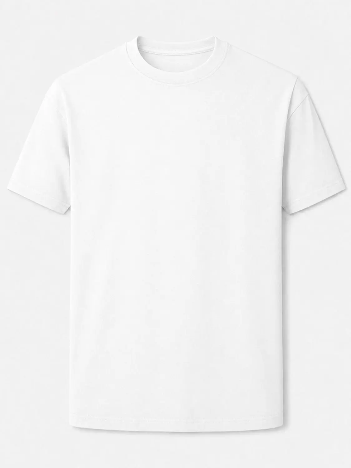Menswear Solid White Short-Sleeve Round Neck Loose Fit Unisex T-Shirt, Plain DIY Printable Casual Base Top For Summer Daily Outfit, Shortsleeve