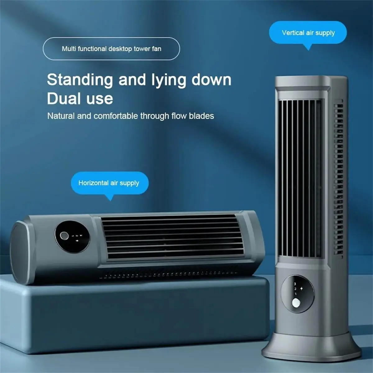 Bladeless Air Circulation Tower Fan DC Brushless Motor Turbo Wind 3 Gear Adjustable Vertical Desktop Cooling Fan Cordless Fan Portable Fan For Dorm Household Travel