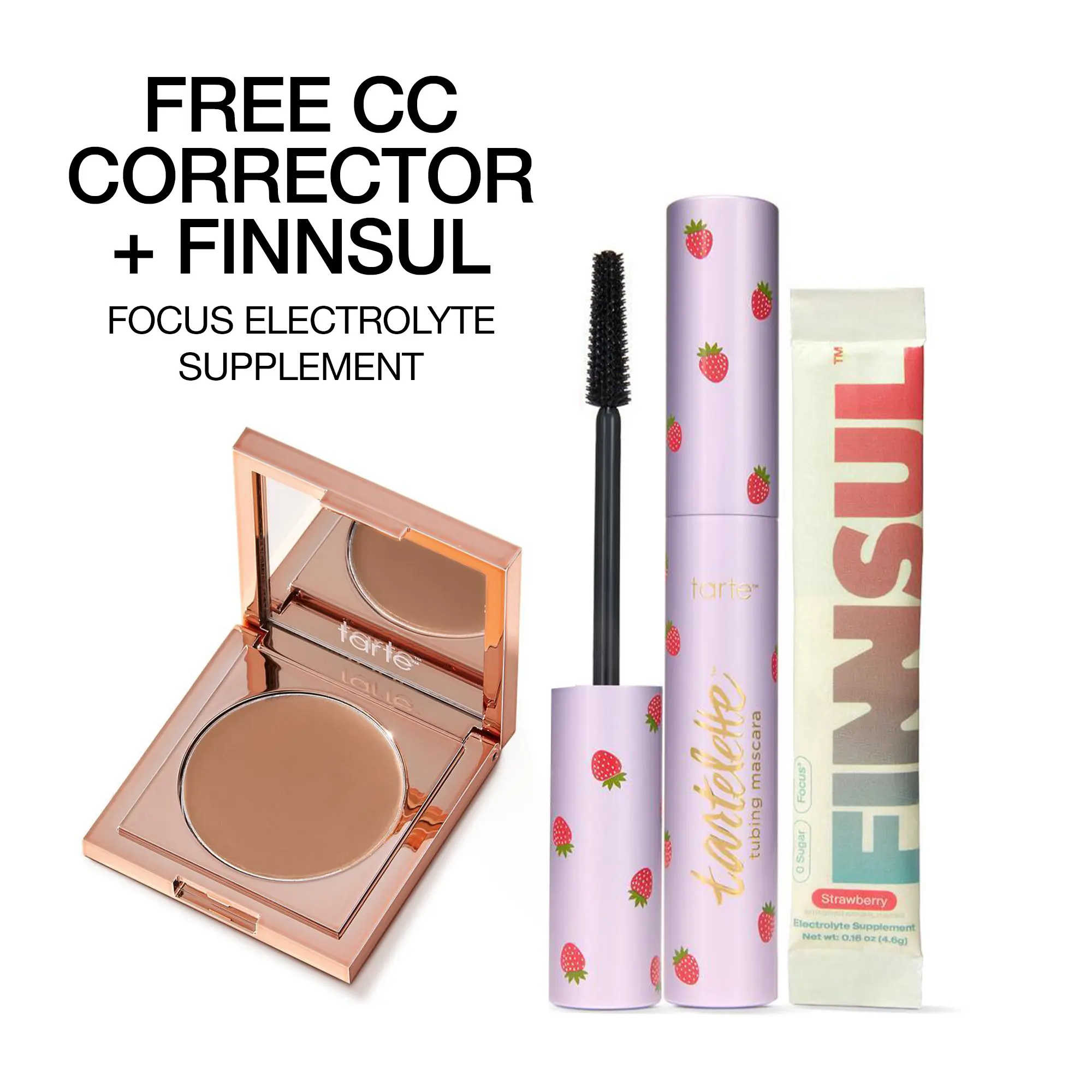 tarte x FINNSUL flutter & focus set + CC undereye - FREE tartelette tubing black mascara & FINNSUL electrolyte supplement tarte x FINNSUL flutter & focus set + CC undereye - FREE tartelette tubing black mascara & FINNSUL electrolyte supplement