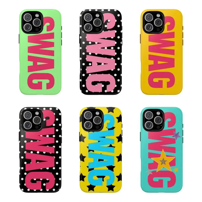 Colorful Vibes SWAG Combo Polycarbonate Smartphone Case - Wireless-Friendly Rubber Accessories, Shockproof Resistance Casing Shell for iPhone 11-17 Pro Max Devices,back to school,back to school haul