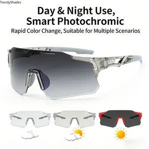 Trendy Photochromic Biking Sunglasses with Rapid Color-Change Technology, All-Day All-Weather Protection for Outdoor Sports, Cycling, Daily Use