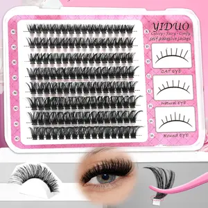 Self-adhesive false eyelash clusters 80D lash clusters Glue-free false lash extensions Lightweight D-curl Cluster false eyelashes 8-16mm Pre-glued lash clusters Individual false lashes Effortless makeup application Double Tower Lashes