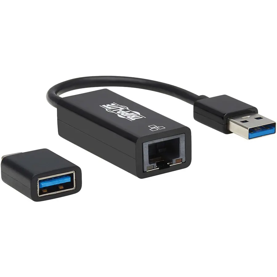 Tripp Lite Gigabit Speed Ethernet Adapter, USB-C/A to RJ45, Black U336000GBCA, Compatible with Laptops/Tablets