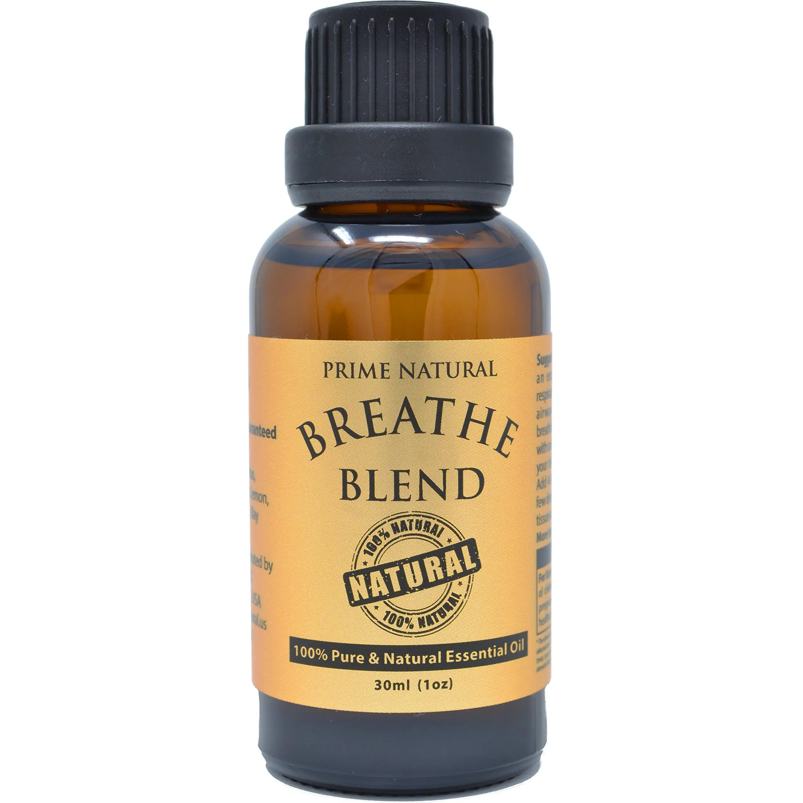 Prime Natural Breathe Essential Oil Blend 1oz - Pure, Undiluted, Therapeutic Grade for Aromatherapy, Scents & Diffuser - Congestion, Cold, Cough