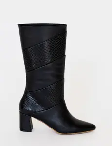 Stivali Elea heeled boots in black leather womens shoes