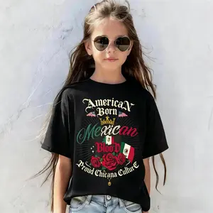 Chicana Style Kids Girls American Born Mexican Descent Casual Short Sleeve T-Shirt