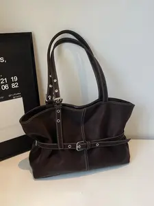 1pc Women's single shoulder tote bag with solid color zipper closure, fashionable and versatile, exquisite and simple, casual and practical, suitable for daily commuting, business trips, shopping, women's single shoulder tote bag Casual Commuter Bag