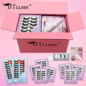 55+1 pairs BTLLSSH False Eyelashes 14-18 mm Imitation 3D Mink Fur Lashes Natural Effect Cat Eye Lightweight Lashes  56 Pairs Cosmetic Makeup