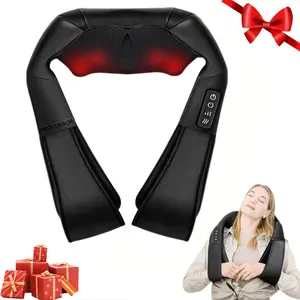 Medcursor Neck Massager with Heat Shiatsu Shoulder Back Kneading Electric Massage Pillow for Muscle Relaxation Deep Tissue Gifts Black