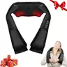 Medcursor Faux Leather Shiatsu Massage Pillow with Heat - Portable Electric Device, 8 Nodes Deep Tissue Tool, Neck Shoulder Relaxer, Back Massager, Selfcare Item, Neck-Leg Versatility, Relaxing Gift