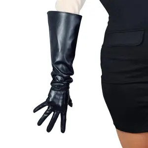 DooWay Unisex Black Winter Oversized Gloves Puff Gloves Wide Sleeves Over Elbow Long Loose Faux Leather Opera Glove Fashion Evening Party Cosplay Glove