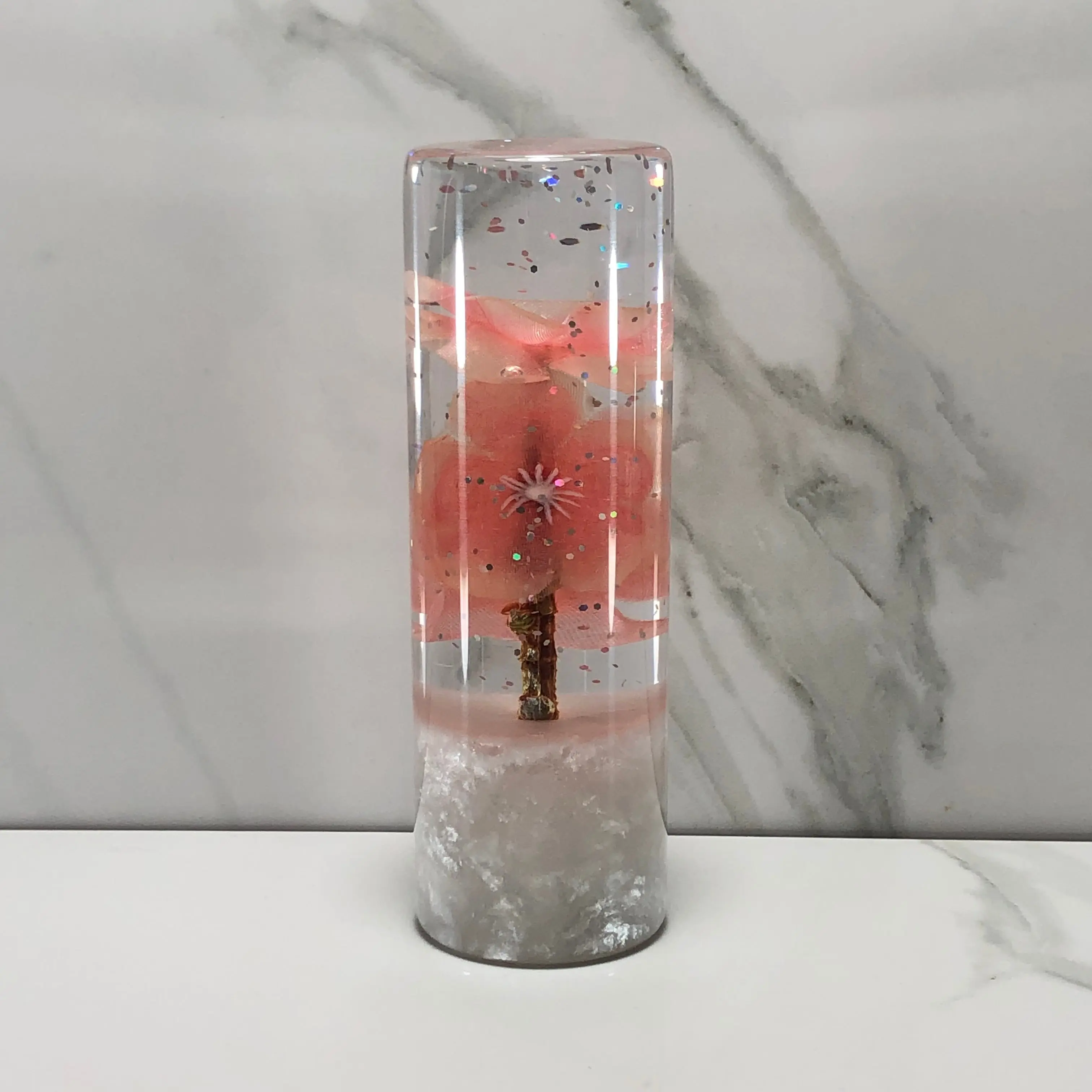 Mr__Grip 4 1/2 Inch Flower Resin Custom Shift Knob Peach Cherry Blossom JDM