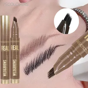 Long-Lasting Waterproof Eyebrow Pen Brow Enhancer Brow Pencil 6 Colors Quick-Dry with Natural Fluffy Brow Strokes Shape-Fixing Liquid Brow Marker Sweat-Proof & Fade-Resistant