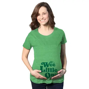 Maternity Wee Little One T Shirt Funny Pregnancy St Patricks Day Leprechaun Tee Funny Graphic Maternity Tee Cute Pregnancy Tees With Plus Sizes Pregnant Saint Patrick's Day Maternity Wear Maternity Shirts Green
