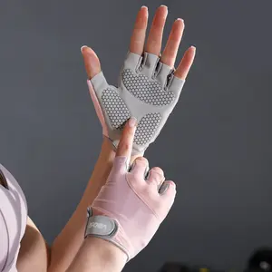 1 Pair Men & Women Half-Finger Breathable Anti-Slip Silicone Sports Gloves, Shock-Absorbing Sponge Palm Protection for Weightlifting, Badminton and Cycling, Fitness Accessories, Workout Accessories