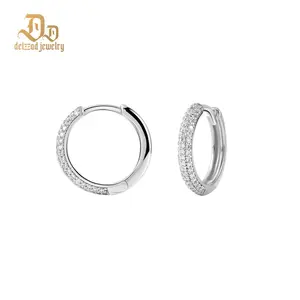 Delzzad 18K Gold-Plated Huggies Earrings Lab-Created Moissanite Earring S925 Sterling Silver Moissanite Jewelry Perfect Birthday Mother’s Day Christmas Gift for Men Women Wedding Set