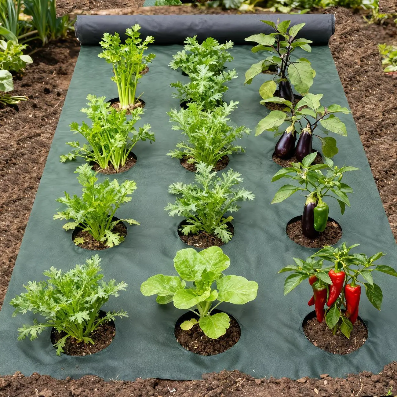 Premium Pre-Cut Polypropylene Weed Control Mat Kit, Breathable Garden Landscape Fabric with 20/40 Ground Staples, Multiple Inches Sizes Available for Gardens, Water Permeable