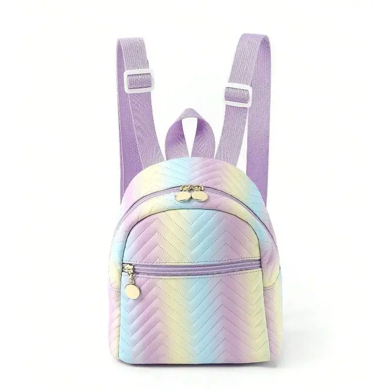 Candy-Colored Unisex Rainbow Mini Backpack with Heart Print - Customized Gifts for Elementary School Students, Ideal Gift for Holiday Gifting, School Supplies, Customizable, Playful