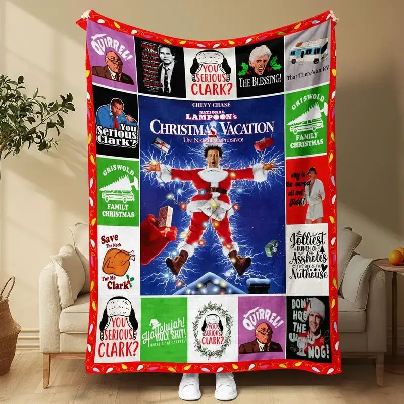 Aura Blankets 1PC Flannel Blanket, National Lampoon’s Christmas Vacation Movie Theme, Funny Holiday Quotes Pattern, Cozy Winter Throw Blanket, Trending Christmas Home Decor, Perfect for Couch, Bed, Movie Night,
