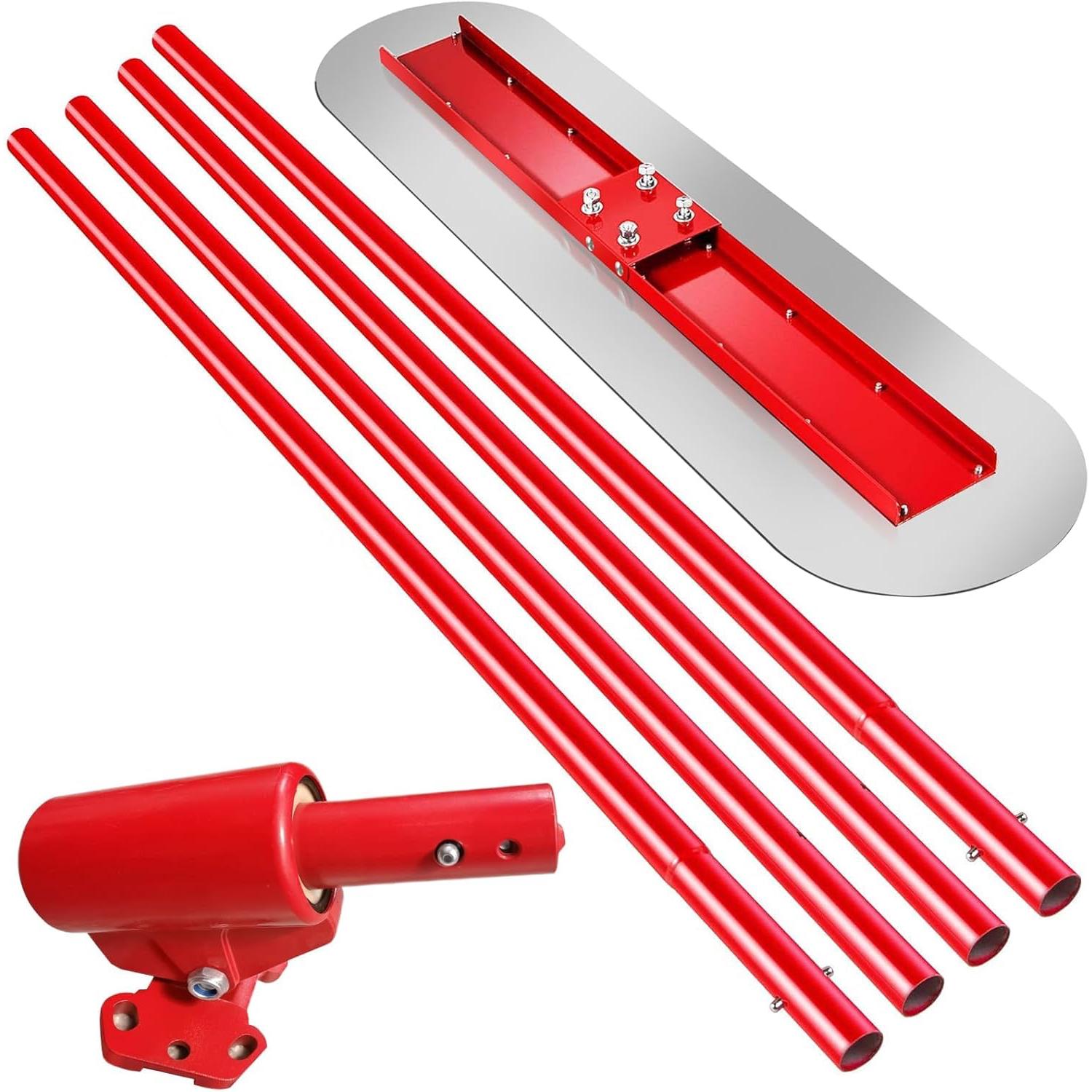 Bull Float Concrete Bull Float Tool Kit 48"x12" Fresno Round End Stainless Steel Board Kit Tool Cement Trowel Tools Float Bracket Concrete Tools Finishing With 48" Aluminum Alloy Handle x4